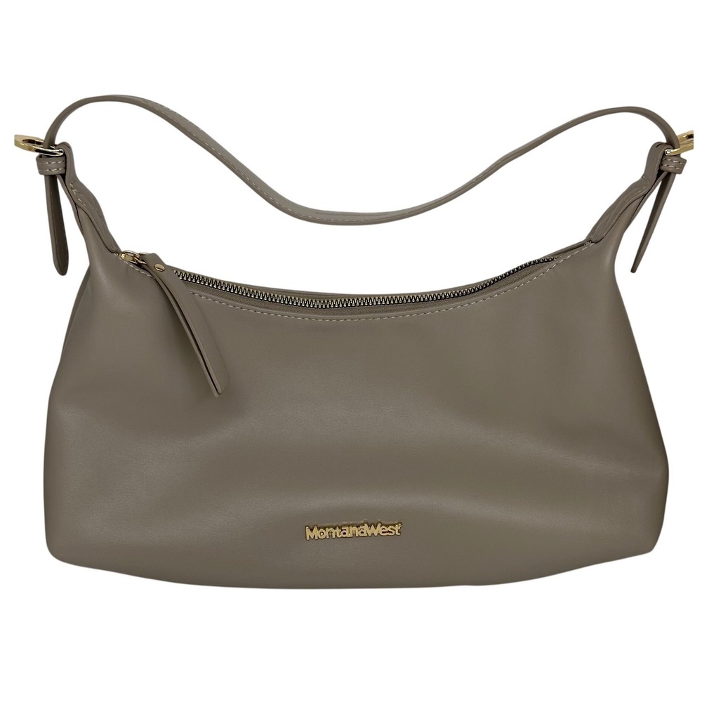 Montana West Shoulder Bag Taupe Y2K‎ Minimalist Vegan Leather Handbag Purse